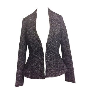 The Limited Scandal Collection Black & White Herringbone Tweed Peplum Bl…